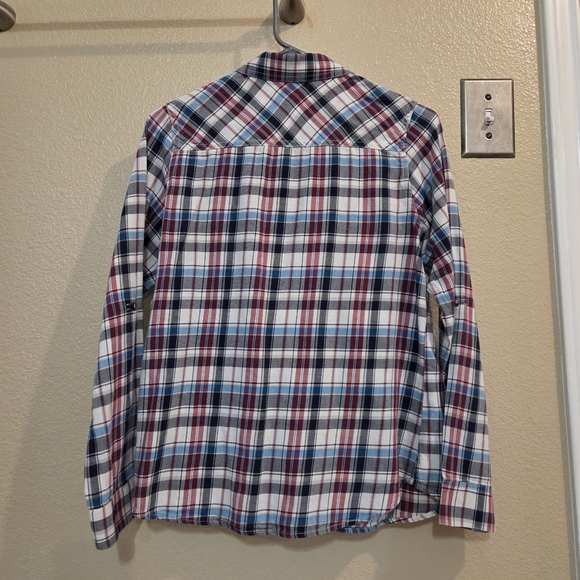 Papaya Women Blue Plaid Button up Western Cowboy Long Sleeve Shirt size Large - Picture 2 of 8